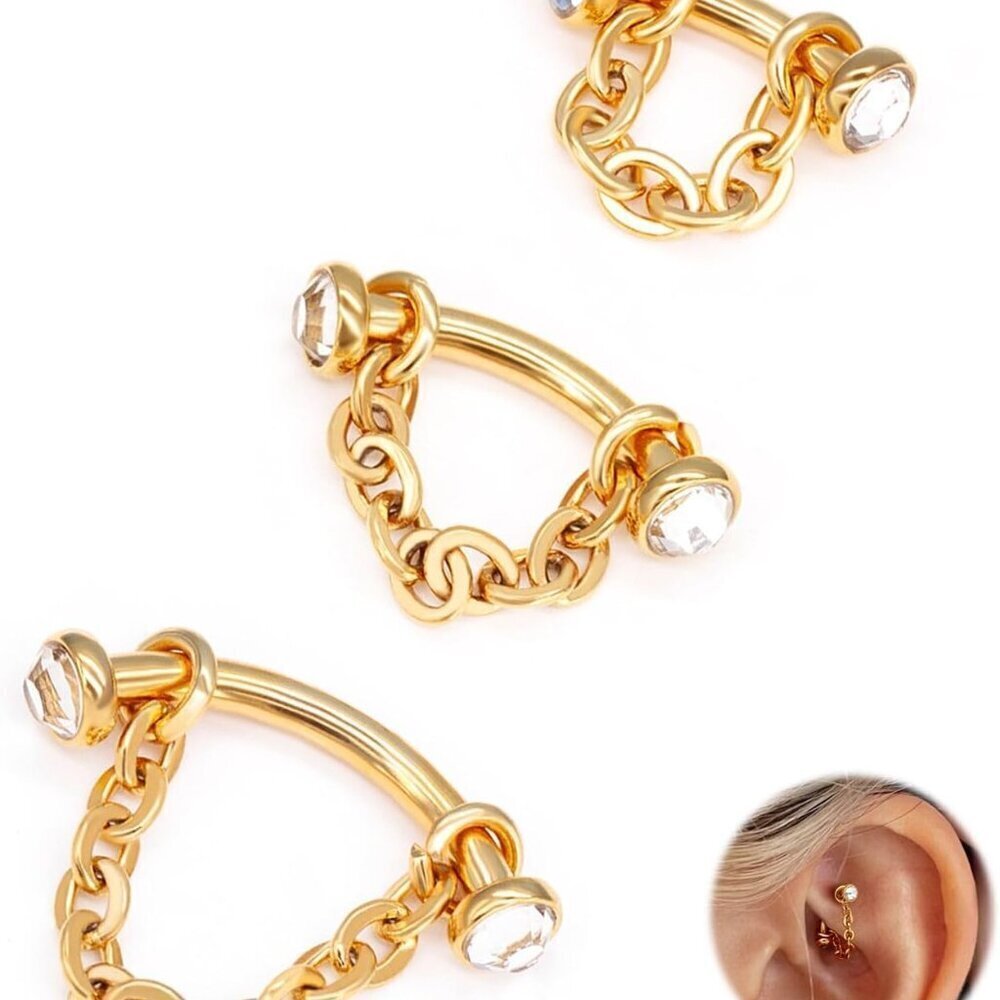 3 Pcs Stainless Steel Tragus Helix Rook Cartilage Piercing Jewelry